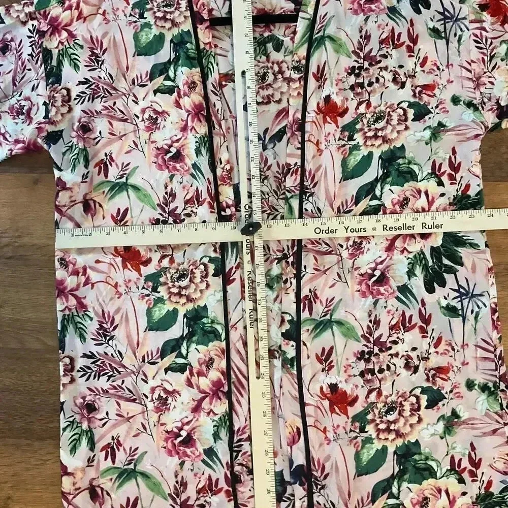 Bobeau‎ Open Front Floral Summer Kimono Womens Robe Size Small